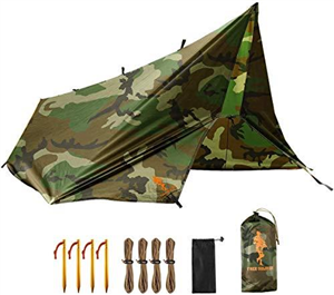 FREE SOLDIER Camping Tarp Waterproof 3m x 3.2m Large Hammock Tent Tarp Portable Tarpaulin Anti-UV Shelter Sun Block Sunshade Awning for Camping Hiking Traveling Outdoor Sports (Camouflage with Nails)