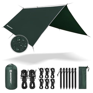 Bessport Tent Tarp, Camping Tent Tarp 3m x 3m/3m x 4m Waterproof PU3000 mm Tarp for hammock, tarp with eyelets & 6 aluminium stakes & 8 nylon ropes, anti-UV Suitable for camping, picnic, hammock