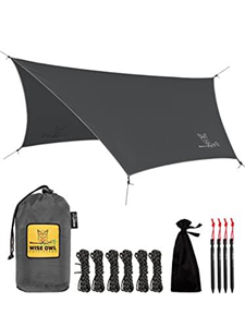 Wise Owl Outfitters Camping Tarp - Waterproof Rain Fly Tarp for Hammock and Shelter - Camping Accessories with Tent Stakes and Carry Bag