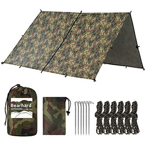 Waterproof Camping Tarp, Lightweight Hammock Rain Fly, UV Protection and PU 3000mm Waterproof Backpacking Tarp, 10x10ft Large Tent Footprint or Shelter Kit for Hiking and Outdoor Adventure