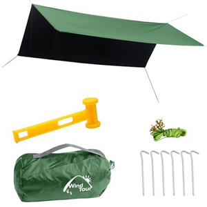 Wind Tour Portable Multifunctional Tent Footprint Traveling Awning Backpacking Tarp Rain Fly Tarp Tent Waterproof Shelter Outdoor Camping Tarp Sun Shelter for Hiking, Beach (Green-118×118 in)