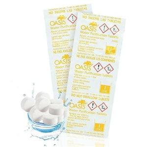 Emergency Water Purification Tablets Oasis 8.5mg Treats Water (200 Tablets)