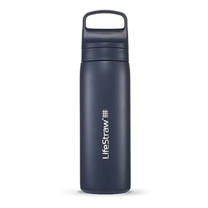 LifeStraw Go Series – Double Wall BPA-Free Vacuum Insulated 18 oz Stainless Steel Water Filter Bottle for Travel and Everyday use; Aegean Sea