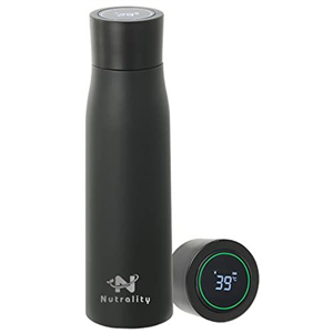 Nutrality UV Filtered 500ml Water Bottle | Stainless Steel Self-Cleaning Water Purifier with LED Temperature Display Lid & Drink Reminder Function | Ideal for Camping, Hiking, Travel, Sports (Black)