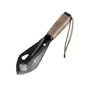 Multi Tool Survival Shovel Camping Spade Metal Military Scaled Hand Trowel with Paracord Handle for Outdoor Digging (Black)