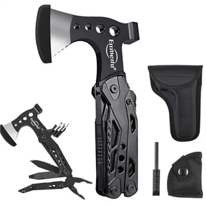 Embedo Multi-Tool Axe, Camping Multitool Accessories, Foldable 15 in1 Multitool Survival Equipment, Gift for Birthday/Father’s Day/Valentines, Gadgets for Men Outdoor, Camping, Hiking, Simple Repair