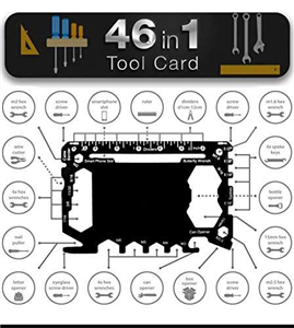 Bascuda® Multi Tool Card Size Gadget Wallet Set | 46 in 1 Pocket kit | Outdoor Camping Multitool Accessories | Stainless Steel | Perfect for Men British Presents, Christmast Gifts | Genuine UK Brand