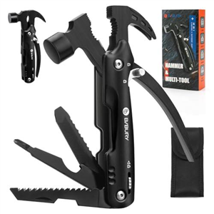 BIBURY Mini Hammer Multitool, Gifts for Men, Unique Christmas Birthday Gift Ideas, Outdoor Accessories Camping Tools for Hiking, DIY Activities, Home Improvement Black