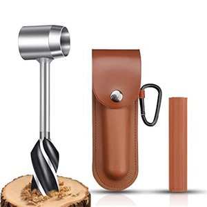 Bushcraft Hand Auger Wrench Survival Settlers Tool Manual Hand Wood Auger Drill Bit Wood Drill Peg Hole Maker Multitool(Brown)