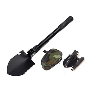 MEETOZ Military Portable Folding Camping Shovel and Pickax, Small Compact Pickaxe with Carrying Pouch, Military Entrenching Survival Multitool for Camping, Hiking, Backpacking, Back Yard, Store