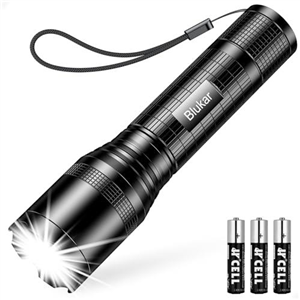 Blukar LED Torch Battery Powered, 2000L Super Bright Adjustable Focus Flashlight, 5 Lighting Modes, IPX6 Waterproof Pocket Size Torch for Power Cuts, Emergency (3 AAA Batteries Included)