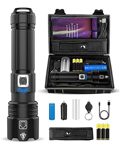 tuare 15000 Lumens Torch, Torches Led Super Bright,Rechargeable LED Torch XHP70.2, IP67 Waterproof Powerful Torch, for Camping Hiking Emergency(with 5000mAh Battery)