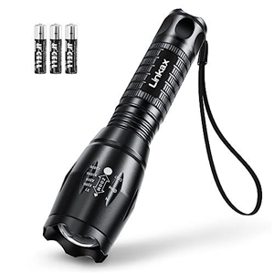 Linkax LED Torch Battery Powered, Super Bright 800 LM Handheld Flashlight Adjustable Focus Waterproof Small Torch for Power Cut Camping Dog Walking, Christmas Gifts for Men Dad Kids Stocking Fillers