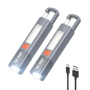 Smiling Shark Torches Recargeable,2 Pack Flashlight LED with 3 Modes & Hook and Zoomable & Waterproof 2-in-1 Flashlight and Side Light for Camping/Home/Emergency,G1 (Grey)