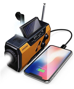 FosPower Wind Up Radio, AM/FM Battery Radio with 2000mAh/7000mWh Power Bank, Solar Radio with Torch, Reading Lamp, Hand Crank Charging, SOS Alarm (Model A1)