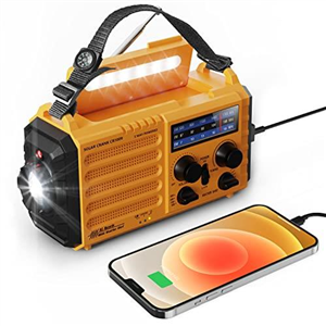 Mesqool Wind Up Radio, Hand Crank Solar Radio with Torch/Flashlight and Reading Lamp, 5000 mAh Portable AM/FM Radio with USB Phone Charger, Rechargeable Emergency Radio with SOS Alarm and Compass