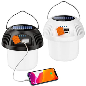 2 Pack Solar Camping Light, Rechargeable USB LED Portable Tent Mushroom Lantern, Waterproof 3 Modes Power Bank Lamp for Hiking Fishing Hunting Emergency