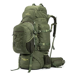 Tripole Colonel Pro Metal Frame Rucksack | Front Opening | Detachable Bag | Rain Cover (90 Litres, Army Green)