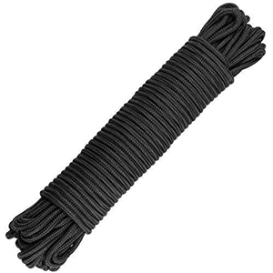 KINGLAKE Black Nylon Rope 6mm,30m Braided Nylon Cord Hanging Rope String Strong Traction Tying Rope for Camping, Survival, Gardening, Bundling, Workshop, Outdoor Multipurpose Utility Rope