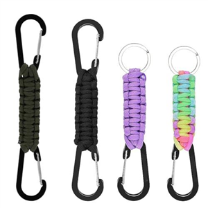 NewZc 4 Pieces Paracord Keychain Kit Paracord Keychains with Carabiner Clips Braided from 7 Strands of Rope for Climbing Hiking and Camping(Black, Army Green, Purple, Coloured)