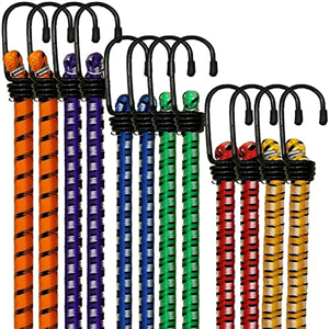 Xtremeauto Bungee Cords With Hooks 𝐉𝐮𝐦𝐛𝐨 𝐏𝐚𝐜𝐤 Of 12 Heavy Duty [𝐌𝐢𝐥𝐢𝐭𝐚𝐫𝐲 𝐆𝐫𝐚𝐝𝐞] Bungee Cord, UV Resistant Double Braided Elastic Bungee Straps For Securing Tarps Luggage Tents