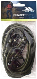 Trespass Bungee Cord, Olive, 4x Multi Functional Cord, 6mm x 76cm, Green