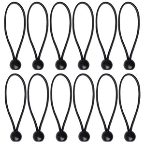 nuoshen 12 Pcs Black Tarpaulin Bungees Balls Tarp Bungee Cord for Banner, Tarpaulins, Pavilions, Tents, Tent Bungee Hooks, Tarpaulin Holder, Flag Poles