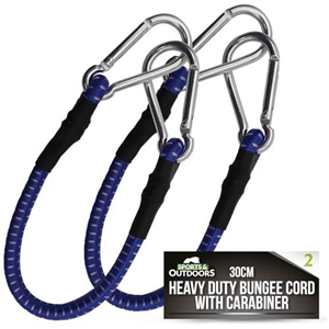 SOL 2pk 30cm Bungee Cords with Carabiner Clips Bungee Clips Heavy Duty Bungee Cords and Fixings for Camping Tent, Tarpaulin, Bike Roof Rack, Tent Bungee Cords with Clips Bungee Straps Luggage Strap