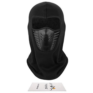 TAGVO Warm Balaclava Full Face Mask Cover with Breathable Mesh Silicone Panel, Winter Fleece Neck Warmer Wind Proof, Fit Helmet Hat for Adults - Elastic Size Universal(Black)