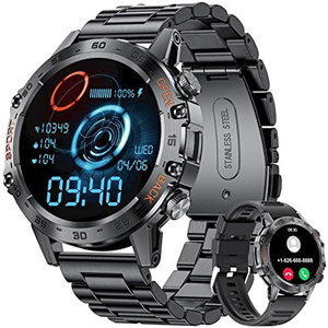 Military Smart Watch for Men, Smart Watches with Bluetooth Voice Call Compatible Android iOS Phone, Smartwatch with Heart Rate SpO2 Pressure Sleep Monitor, IP67 Waterproof Tactical Fitness Watch