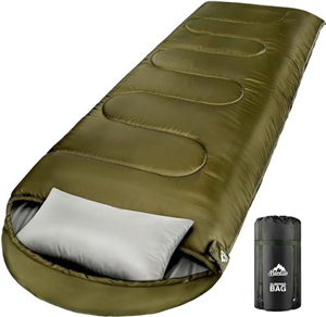 MEREZA Sleeping Bags XL for Mens Large Wide Sleeping Bag for Camping Big and Tall Sleeping Bags for Women Adults Warm with Compression Sack Cold Weather & Warm (Army Green)