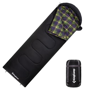 KingCamp Sleeping Bags for Adults，3 Season Sleeping Bag，Lightweight，Water repellent，Unique color design- Warm Sleeping Bag for Camping，Outdoor，Travel and indoor, (Black lattice L Zip)