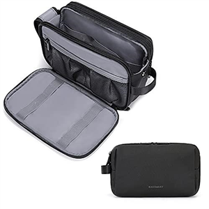 Toiletry Bag for Men, BAGSMART Travel Toiletry Organizer Dopp Kit Water-Resistant Shaving Bag for Toiletries Accessories, Large Black