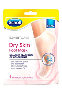 Scholl ExpertCare Dry Skin Foot Mask - Nourishing Foot Mask with Coconut Oil, Urea, and Shea Butter - 24-Hour Moisture for Dry Foot Skin - 1 Pair of Foot Mask Socks, One Size