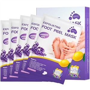 5 Pairs Foot Peel Mask for Hard Skin, Exfoliating Foot Peel Mask, Foot Moisturiser Socks for Foot Care, Cracked Heel, Dead & Dry Skin - Lavender (5)