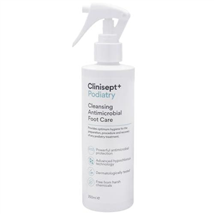 Clinisept+ Podiatry Antimicrobial Foot Care Spray - Skin, Body & Hard Surface Hygiene Cleanser - Alcohol-Free Gentle Formula - 250ml