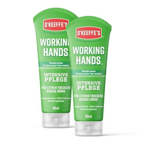 O'Keeffe's Working Hands 80 ml Tube 2 Pack - Hand Cream for Extremely Dry, Cracked Hands, Instantly Increases Moisture Content, Forms a Protective Layer and Prevents Moisture Loss