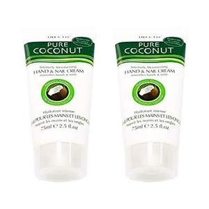 Inecto Pure Coconut Oil Hand & Nail Cream 75ml Moisturiser for Dry and Cracked Hands - Pack of 2