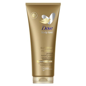 Dove Summer Revived Medium to Dark Gradual Tanning Lotion for a gradual tan and natural, radiant glow non‑greasy self-tan for all skin types 200 ml