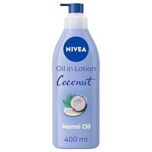 NIVEA Oil In Lotion Coconut & Monoi Oil (400ml), Replenishing Body Lotion with Tropical Coconut Scent & Powerful Monoi Oil, 48H Moisturising Cream, NIVEA Body Lotion