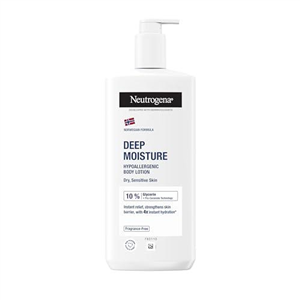 Neutrogena Norwegian Formula Deep Moisture Hypoallergenic Body Lotion (1x 400ml), Fragrance-Free Hypoallergenic Body Moisturiser for Sensitive and Dry Skin, Provides 48-Hour Moisturisation