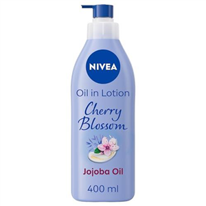 NIVEA Oil In Lotion Cherry Blossom & Jojoba Oil (400ml), Replenishing Body Lotion with Floral Cherry Blossom Scent & Pampering Jojoba Oil, Long-Lasting 48H Moisturising Cream, NIVEA Body Lotion