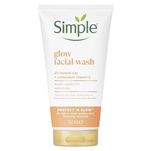 Simple Protect 'N' Glow Express Glow Clay Polish Cleanser leaves skin naturally glowing for expert facial skin care 150 ml