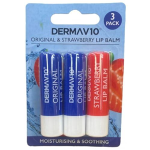 Derma Tech Solutions 3 Pack Dry Chapped Soften Soothe Lip Balm Stick Triple Pack