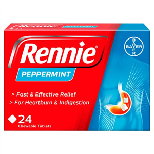 Rennie Peppermint Indigestion Tablets 24'S