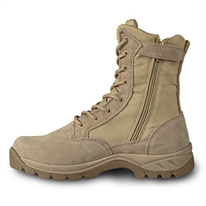 LUDEY Men's Breathable Military Boots Commando Outdoor Desert Tactical Combat Army Patrol Security Police Shoes Leather with Zipper IDS 928 Beige 9 UK