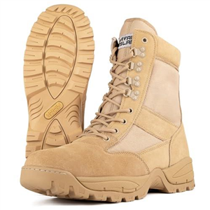 Savage Island Military Tactical Leather Side Zip & Lace Up Combat Boots with Comfortable EVA Midsole - Police, Army Cadet, Motorcycle, Security Work