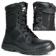 Taskforce Mens Black Leather Combat Safety Boots Steel Toe Cap Work Lightweight Military Patrol Shoes S1P SRC Zip/Lace Up Ankle Size (8)