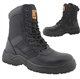 Mens Leather Combat Ankle Boots Steel Toe Cap Military Combat Safety Trainers Police Work Shoes (9 UK) Black
