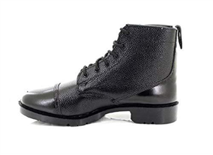 Grafters Traditonal Military Leather 6 Eye Cadet Boots - Black Grain Leather, Ladies UK 11 / EU 44